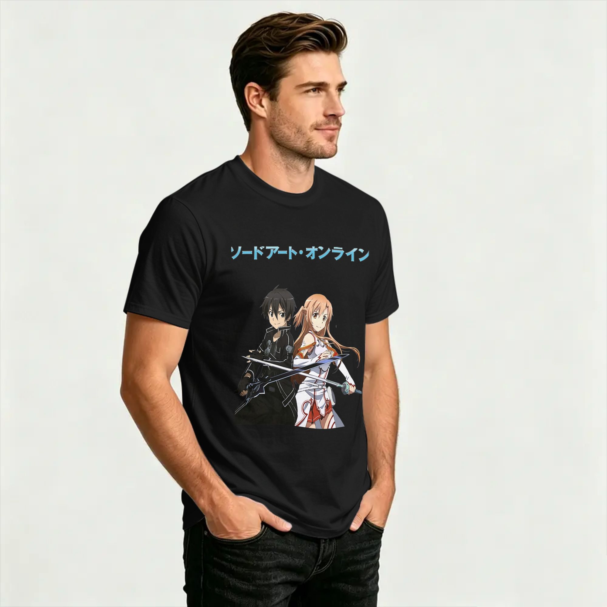 تي شيرت قطني من Anime Sword Ar - مراجعة Summer Clothing Online وسعره