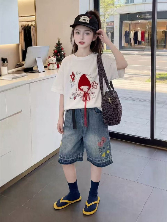 طقم بناتي صيفي جديد: تي شيرت ب - مراجعة Summer Clothing Online وسعره