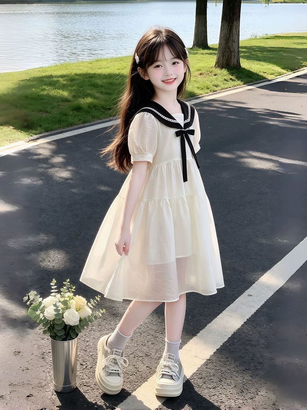 فستان صيفي للفتيات بياقة بحرية - مراجعة Summer Clothing Old Navy وسعره